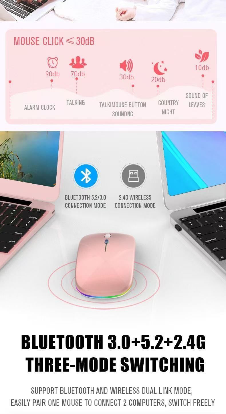Bluetooth Light-Up Oplaadbare Stille Ultradunne Kantoortablet Zakelijke Dual-Mode Draadloze Muis_voghion.com