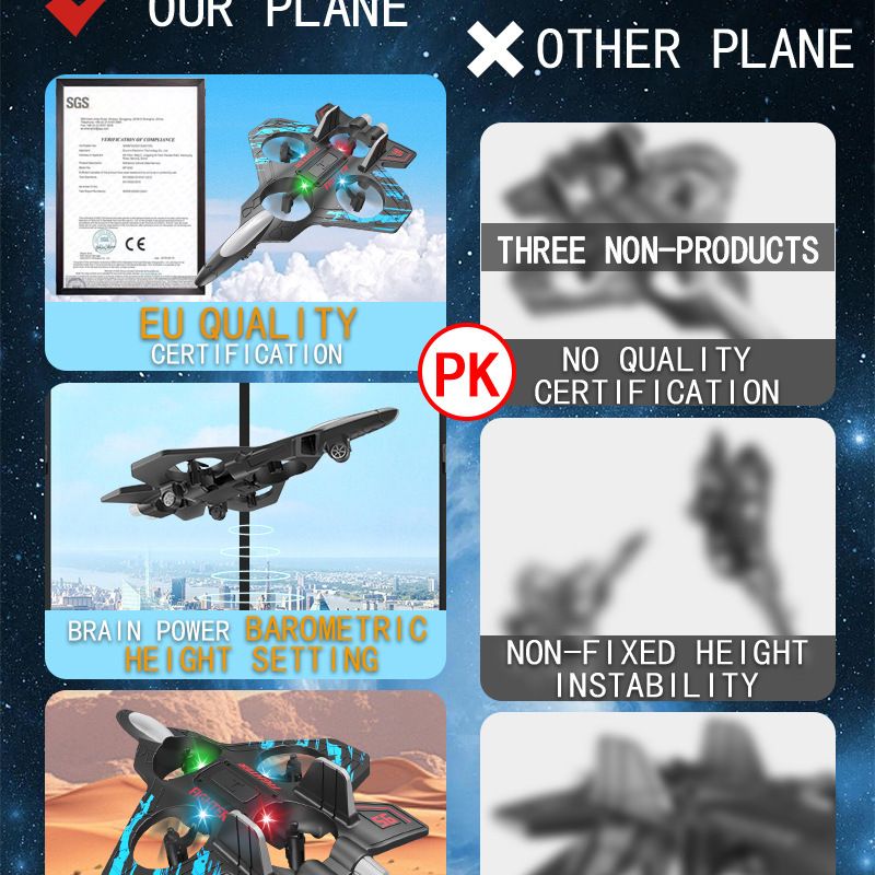 Espuma controle remoto aeronave drone planador queda resistente quadricóptero brinquedos infantis_voghion.com