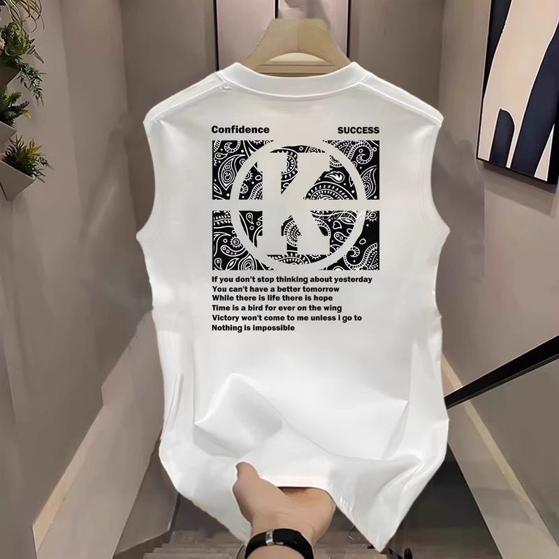 Herenkleding Sportvest Heren Zomer Losse Buitenkleding Mouwloos T-shirt Jongens Casual Brede Schouders Vest Top_voghion.com