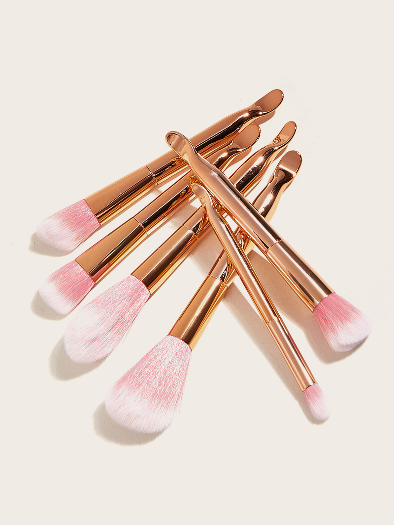6 Make-up-Pinsel Roségold-Set, gebogene Puderpinsel, Rougepinsel, Beauty-Tools, GUJHUI_voghion.com