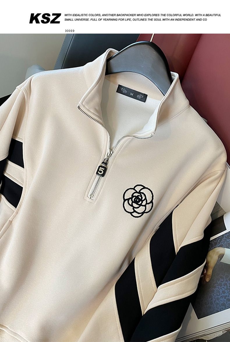 Costume de sport casual pentru femei, plush, toamna și iarna, stil coreean nou, modă, reducere a vârstei, pulover, costum din două piese_voghion.com