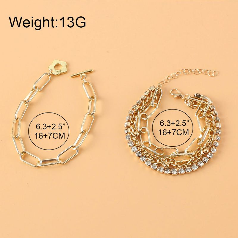 Accessoires Eenvoudige Hip-Hop Volledige Diamanten Ketting Armband Mode Geometrische Gemengde Set Sieraden BR420_voghion.com