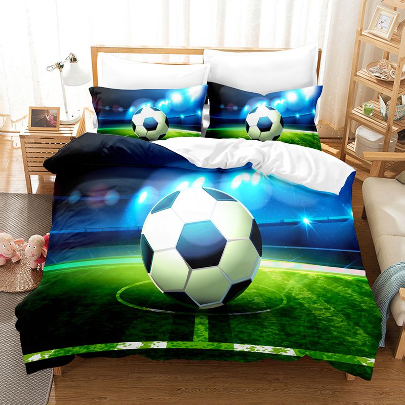 Fußball-Druck Dreiteiliges Set 3D Digital Bettwäsche Set Bettlaken Quilt Set Zweiteiliges Set_voghion.com