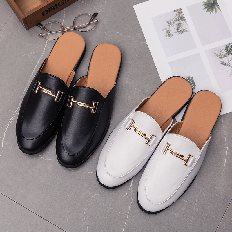 P7 YEINSHAARS Designer Slipon Männer Casual Schuhe Luxus Marke Hohe Qualität Echtes Leder Slipper Slipper Sommer Halb Schuhe Für Männer_voghion.com