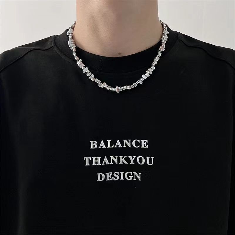 New Trendy Irregular Patchwork Stone Necklace With Unique Niche Designs For Both Men And Women, High-end Hip-hop_voghion.com
