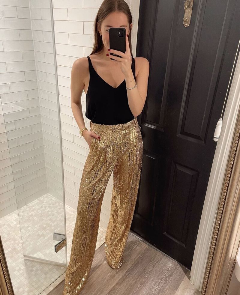 Abbigliamento da donna primavera e autunno pantaloni con paillettes nuovo stile pantaloni casual da donna A8SHE8343_voghion.com