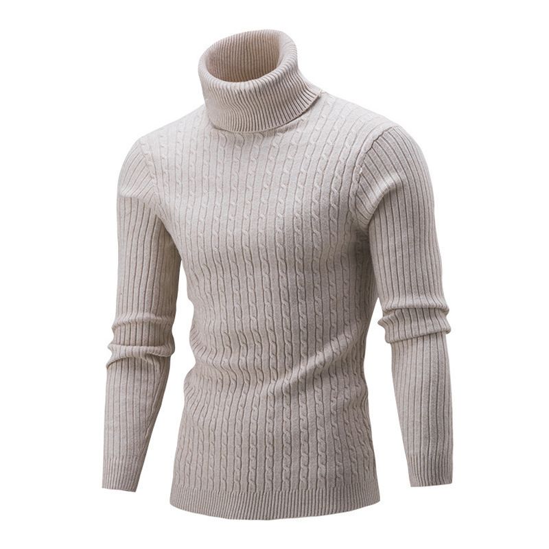Maglione invernale da uomo con collo alto, maglione invernale da uomo, maglione a collo alto spesso, maglione a righe tinta unita, maglione casual caldo a collo alto_voghion.com