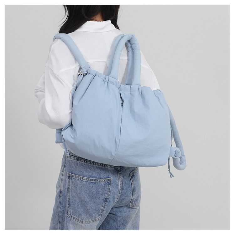 New style portable down cotton bag winter versatile fashion shoulder messenger bag multifunctional pleated casual backpack_voghion.com