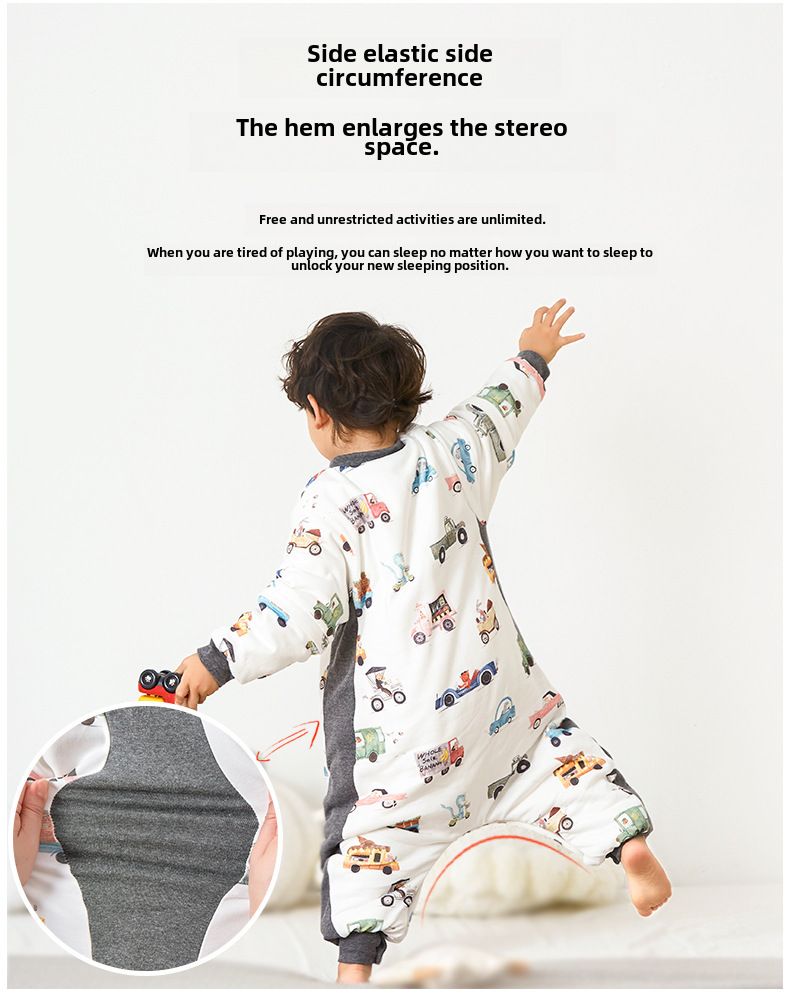 Baby-Steppschlafsack mit geteiltem Bein, Anti-Tritt-Steppdecke, verdickter Overall für Herbst und Winter, antibakterieller Babyschlafsack aus reiner Baumwolle, Neu_voghion.com