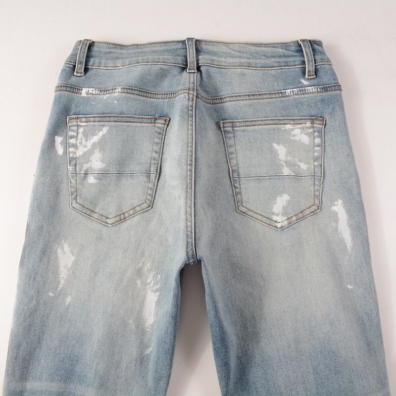 Ανδρικά ρούχα Graffiti Slim High Street Jeans Patch Diamond Hole Patch_voghion.com