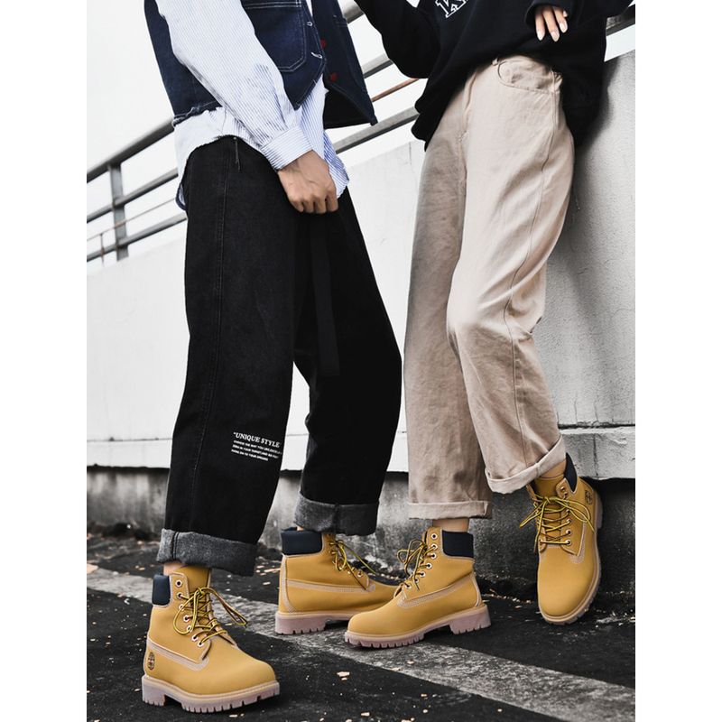 New Fall Outdoor Trend Retro Workwear Hiking Plus-size Mid-top Brown Pigskin Martens For Men_voghion.com