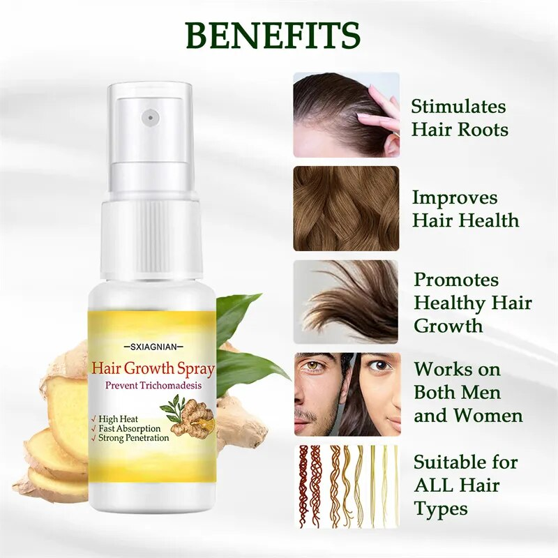 Ginger Fast Hair Growth Serum Spray Regrowth Essence Oil Hiustenlähtöä estävät tuotteet ehkäisevät kaljuuntumista Päänahan hoito Kauneus terveys_voghion.com