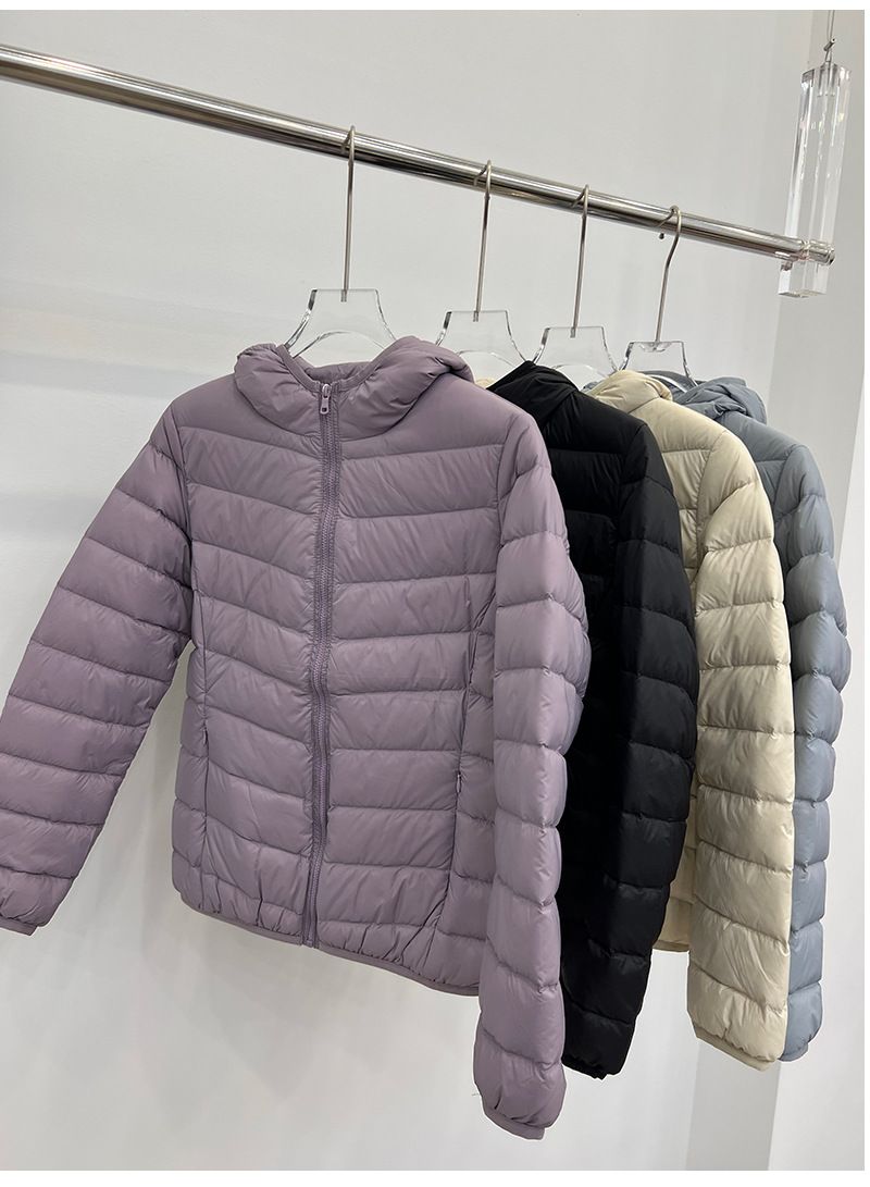 Mädchen-Rippstrickjacke für Damen, kurz und leicht, Winter 2025, neue dicke weiße Entendaunen-Freizeit-Sportjacke mit Kapuze_voghion.com