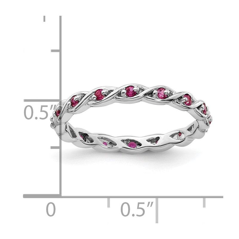 Sterling Silver Stackable Expressions Created Ruby Ring_voghion.com