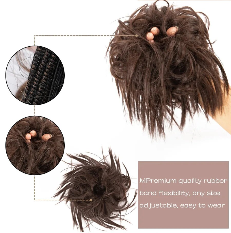 Alileader Elastico per capelli Elastico Ciambella Sintetico Coda corta riccia Estensioni Scrunchie disordinato Chignon Bun_voghion.com