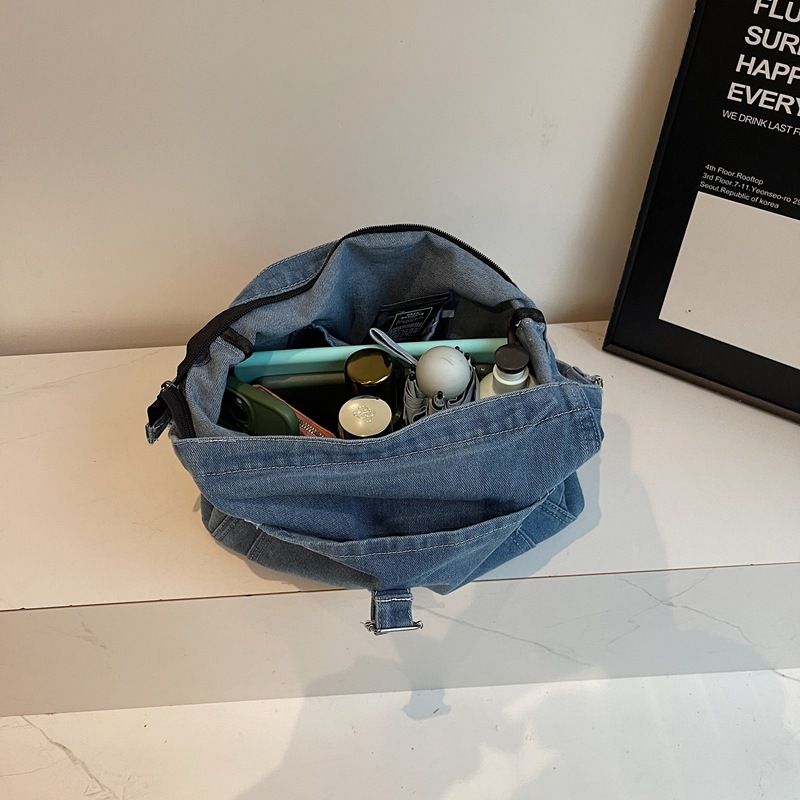 Borsa a tracolla casual da donna in denim di grande capacità, 2025, nuova tendenza coreana, per classe e pendolarismo_voghion.com