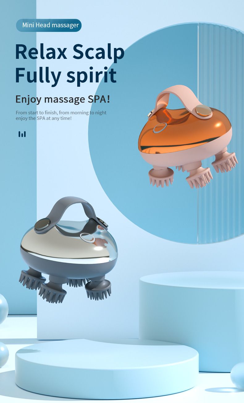 Rechargeable Scalp Massager With Red Light Therapy - Adjustable Head Massager For Hair Growth & Relaxation, Pet-Friendly Cat Massage Tool_voghion.com