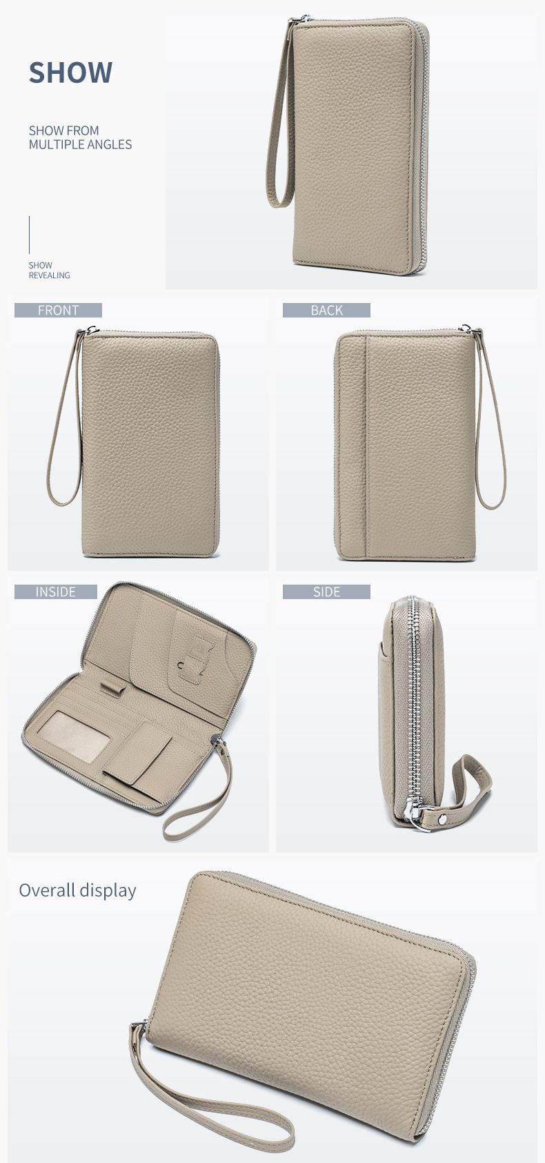 Reisepasshüllen Neue, diebstahlsichere, multifunktionale Reisepasstasche für Damen, große Kapazität, lange Brieftasche aus echtem Leder, Aufbewahrungstasche für Tickets, Reisepässe und Dokumente_voghion.com