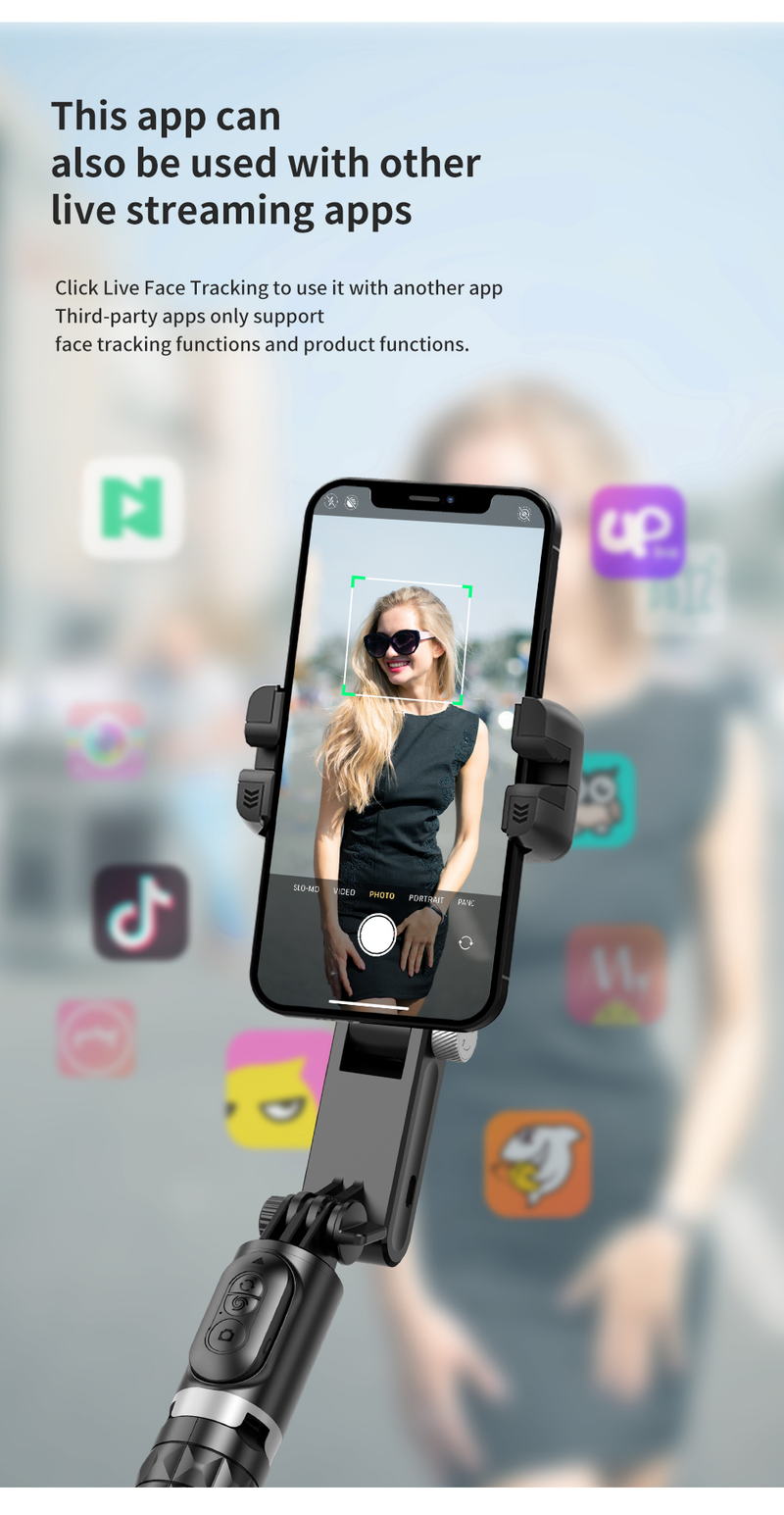 Estabilizador de articulación universal para smartphone, trípode selfie de 2 ejes, con seguimiento facial, rotación de 360°, puerto 4 en 1_voghion.com