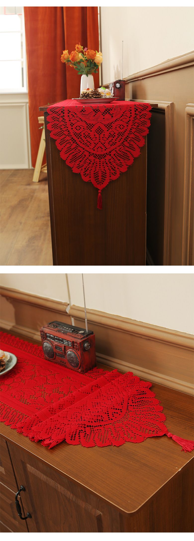 Weihnachtstischläufer-Set – Stoffdekor im nordischen Stil für Esstisch, Couchtisch und TV-Ständer (Weihnachtsdekor)_voghion.com