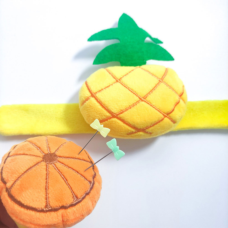 Sewing tools Fabric needle lemon pineapple wrist pin insert wearable needle bag pin hand pearl bag tool pin_voghion.com