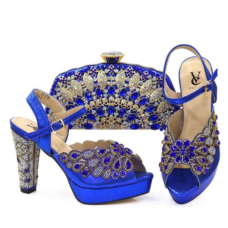 Women Shoe Bag Set Exquisite Rhinestone Elegant Fashion High Heel Sandals With Bag_voghion.com