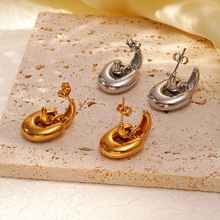 Cross-border hot earrings fashion stainless steel earrings trend simple twisted round ladies earrings jewelry wholesale_voghion.com