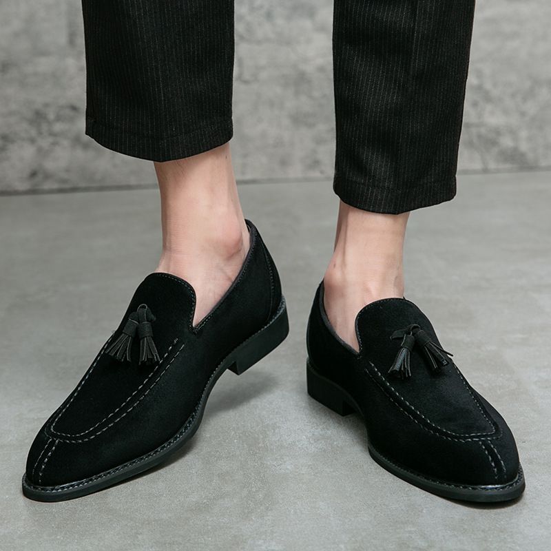 Mocassini da parrucchiere con nappe in pelle scamosciata, adatti a tutte le stagioni, casual, in stile britannico, da uomo, con punta a punta, versione coreana estiva_voghion.com