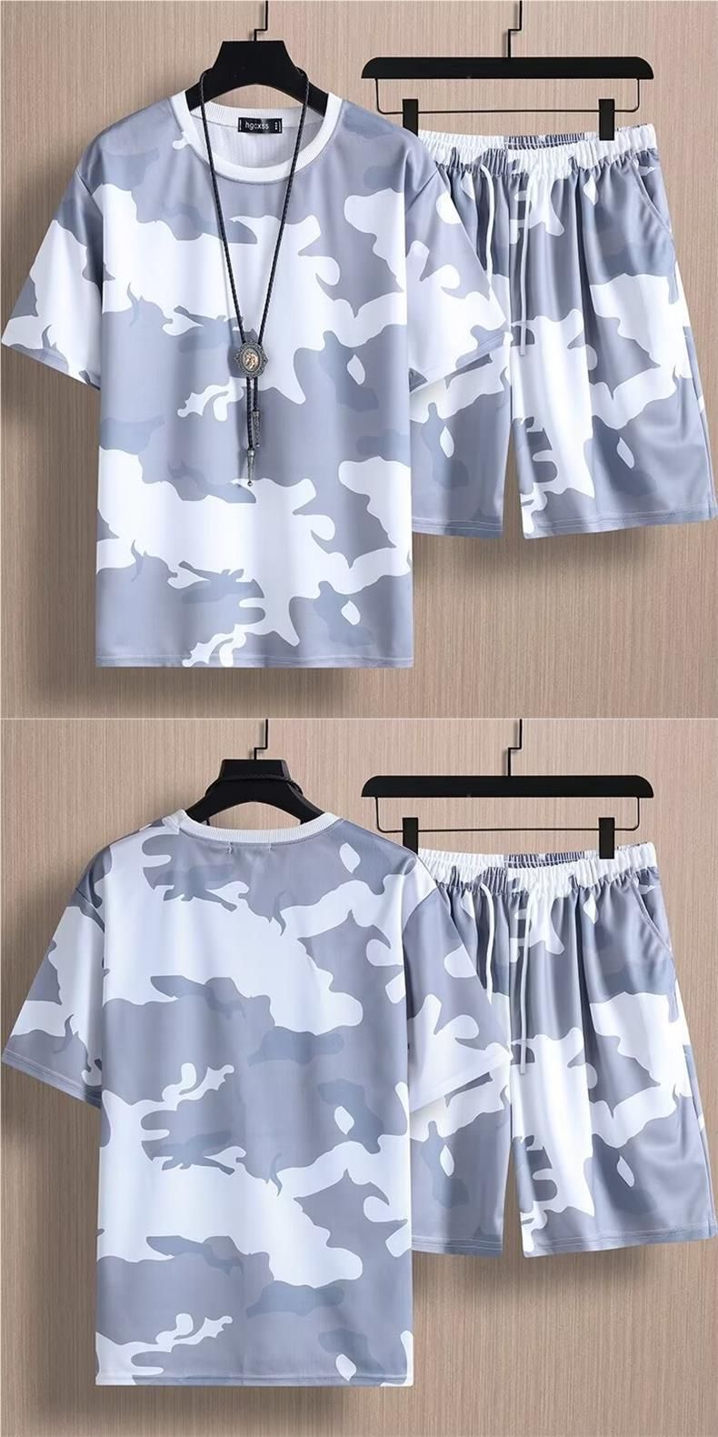 Sportanzug Sommer Dünne Herren Übergroße Mollige Kurzarm T-Shirt Shorts Laufen Fitness Sportswear_voghion.com