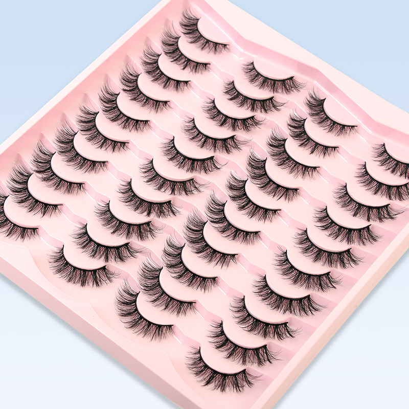Cils en fibres chimiques 3D chauds, boucles stéréo naturelles, 20 paires de faux cils de plus que les cils plats_voghion.com