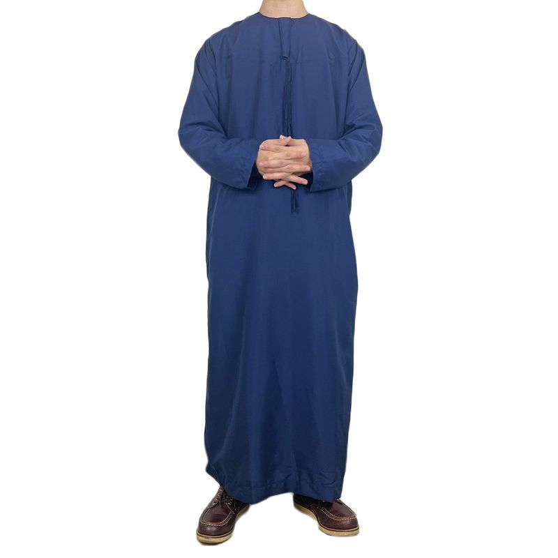 Men's Clothing men's robe solid color pocket design round neck long clothing_voghion.com
