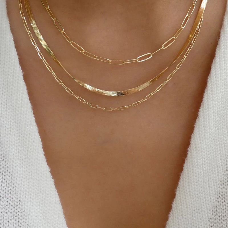 Boho Multilayer Gold Color Metal Snake Chain Clavicle Necklace Ladies 2024 Star Crystal Pendant Necklaces Girls Jewelry_voghion.com