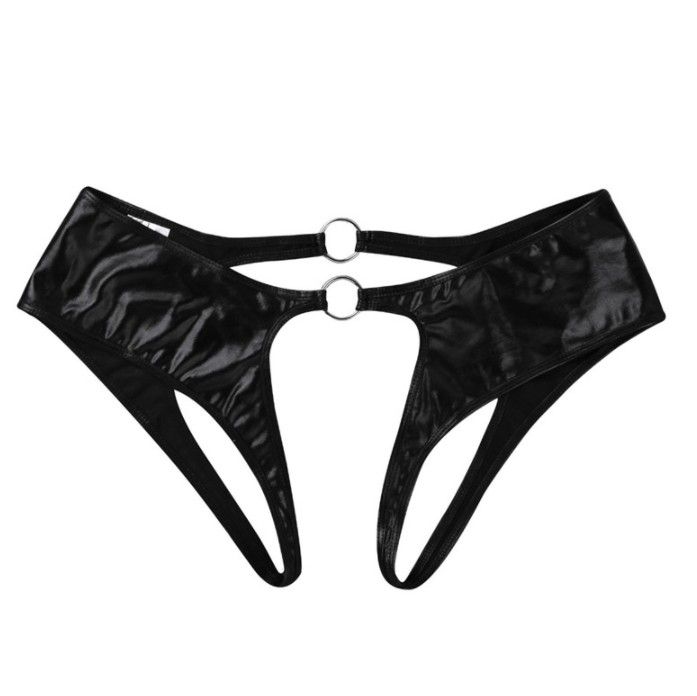 Dessous-Unterwäsche, sexy Pamas-Lackleder, durchsichtig, T-förmiges Höschen, Damen-T-Rücken, Mini-Badeanzug, Badehose_voghion.com