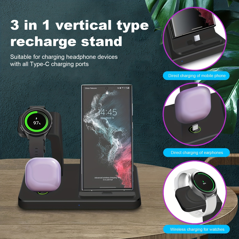 Ladestation Android Mobiltelefon Flere Enheder 3 I 1 Hurtig Opladningsstativ_voghion.com