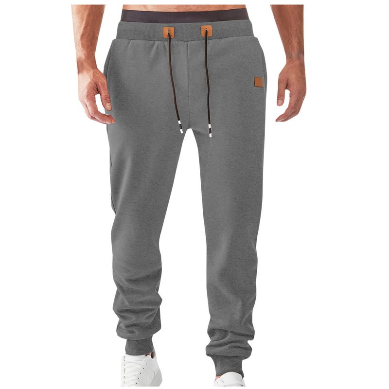 Herren-Fleece-Jogginghose – Lässige Polyester-Sweatpants mit schmal zulaufendem Beinabschluss, elastischem Bund und Taschen (Schwarz/Marineblau/Weiß/Khaki/Burgunderrot/Grau)_voghion.com