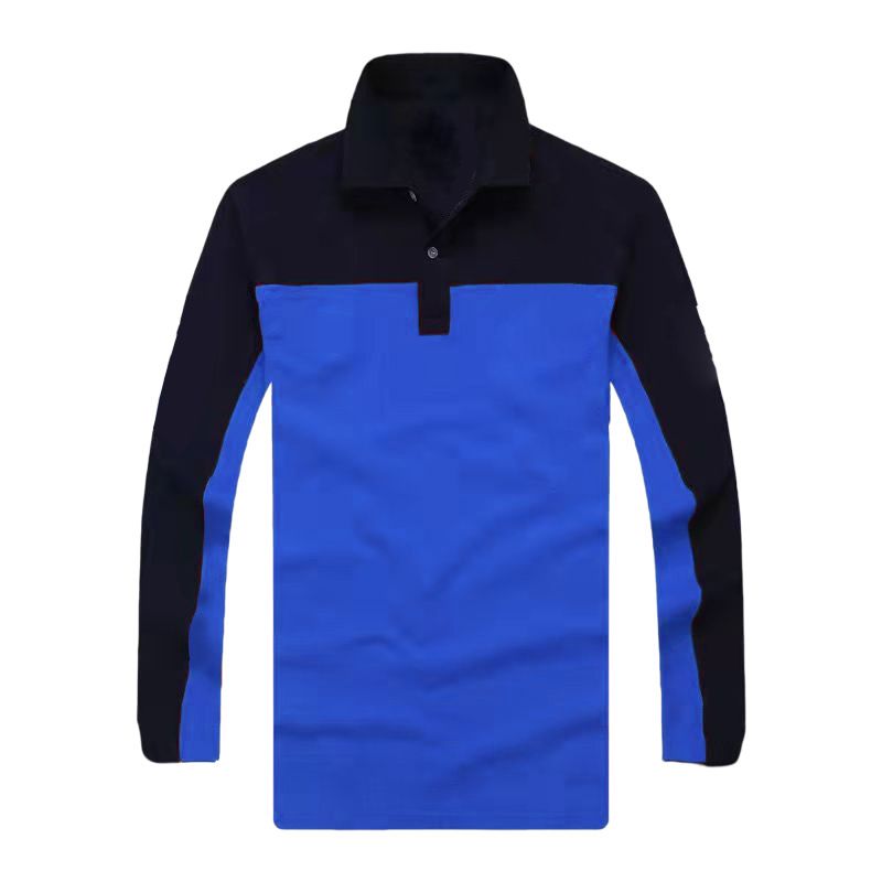 Polo da uomo a maniche lunghe in cotone perlato ricamato, vestibilità ampia_voghion.com