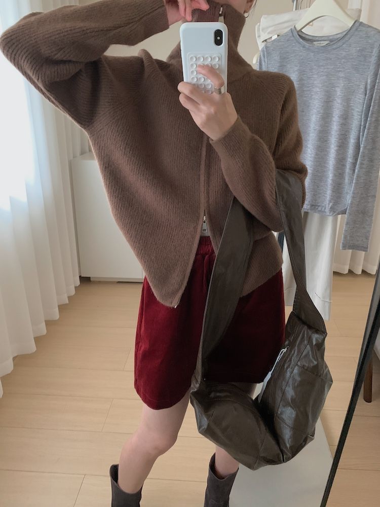 Herbst und Winter dicke doppelköpfige Reißverschluss High Neck Pullover Stehkragen Wolljacke_voghion.com