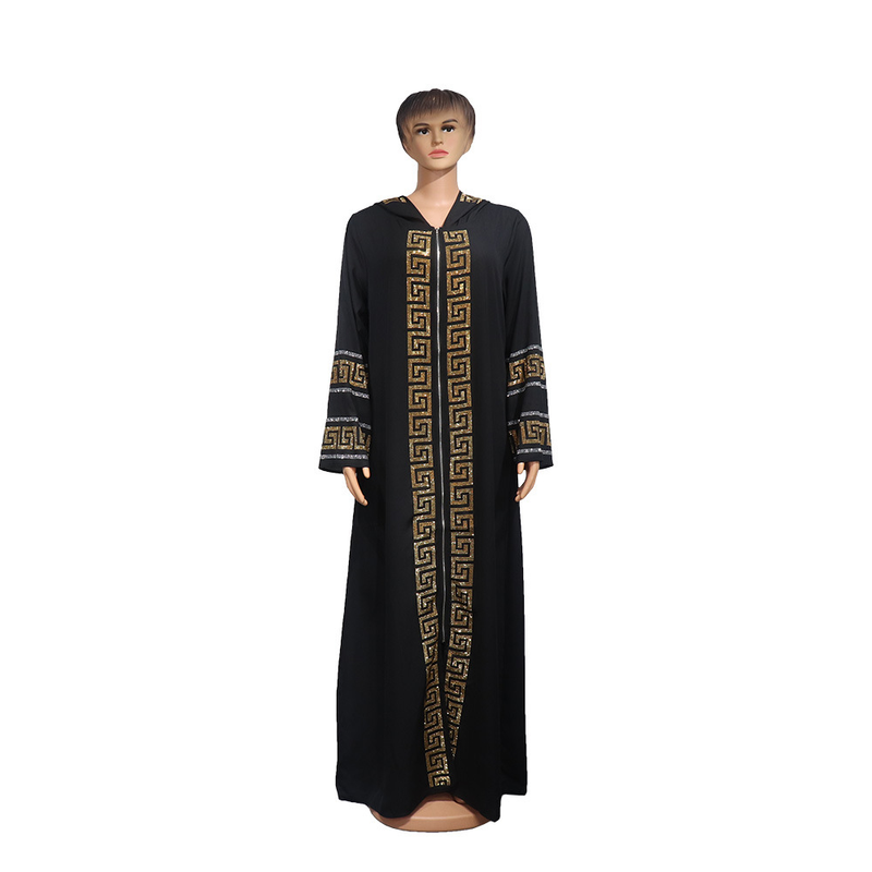 Dammekleedung ethnesch Kleeder grouss Schaukelkleid Moslem Stil Kleed fashionable Diamant mat Hut_voghion.com