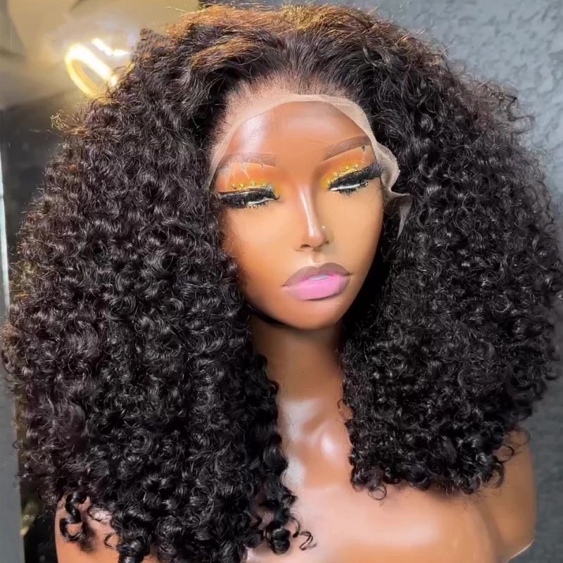 12A Jerry Curly Bob Braziliaans Menselijk Haar 13*4 Frontale Pruik_voghion.com