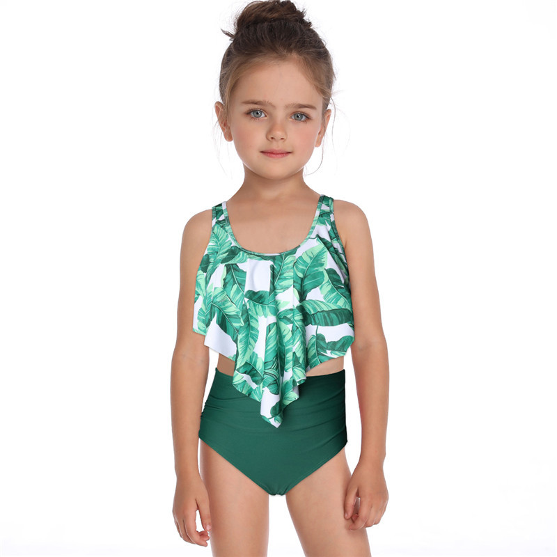 Maillot de bain familial, maillot de bain pour enfants, double bord volant, pour filles_voghion.com