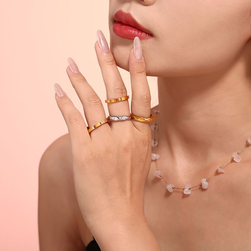 New Simple Band INS Style Minimalist Stacking Diamond-Studded Ring Women's Jewelry Accessories_voghion.com