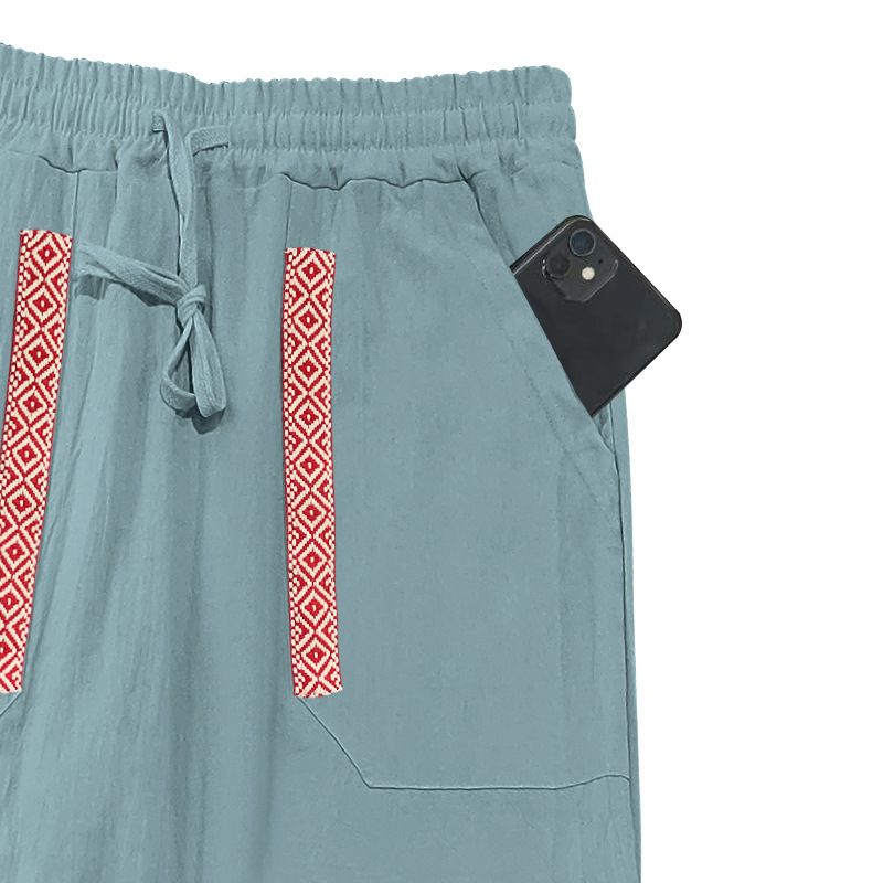 Four Seasons Men's Linen Breathable Bohemian Style Loose Wide-leg Hip-hop Casual Sports Pants_voghion.com