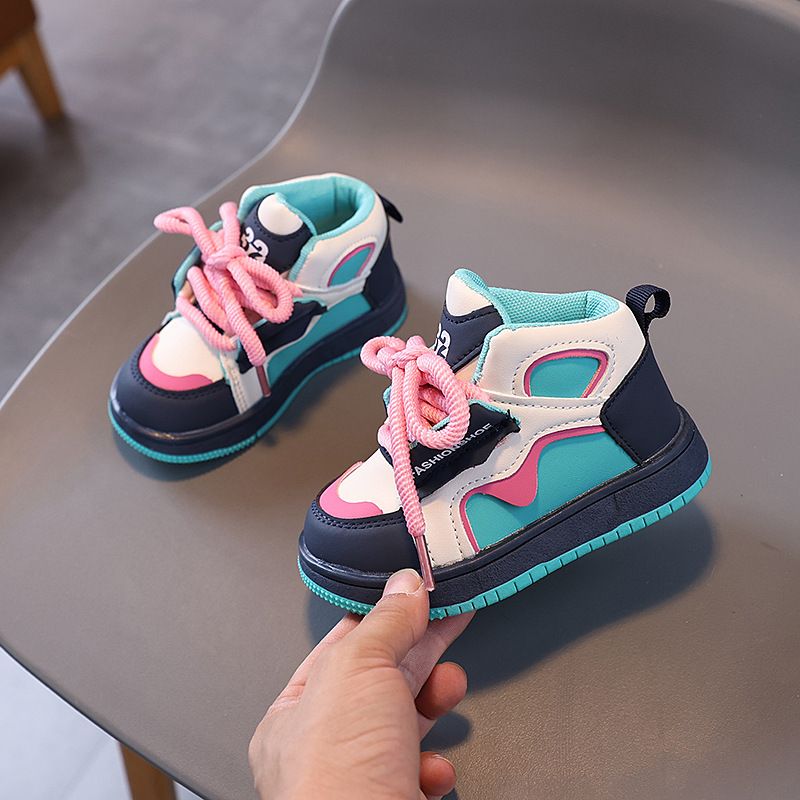 Boys' British Style 2025 Spring Soft Soled Girls' Korean Version Velcro Casual Zhongbang Board Shoes For Children_voghion.com