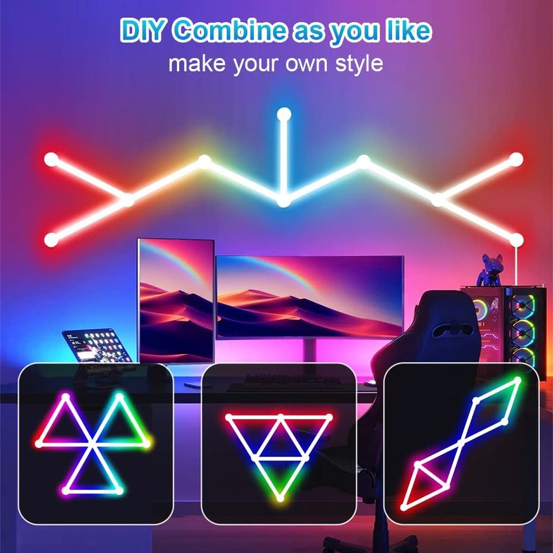 WIFI LED Smart Wand Lampe RGBIC Bar DIY Atmosphäre Nacht Licht APP Musik Rhythmus TV Hintergrundbeleuchtung Schlafzimmer Spiel Zimmer Dekoration_voghion.com