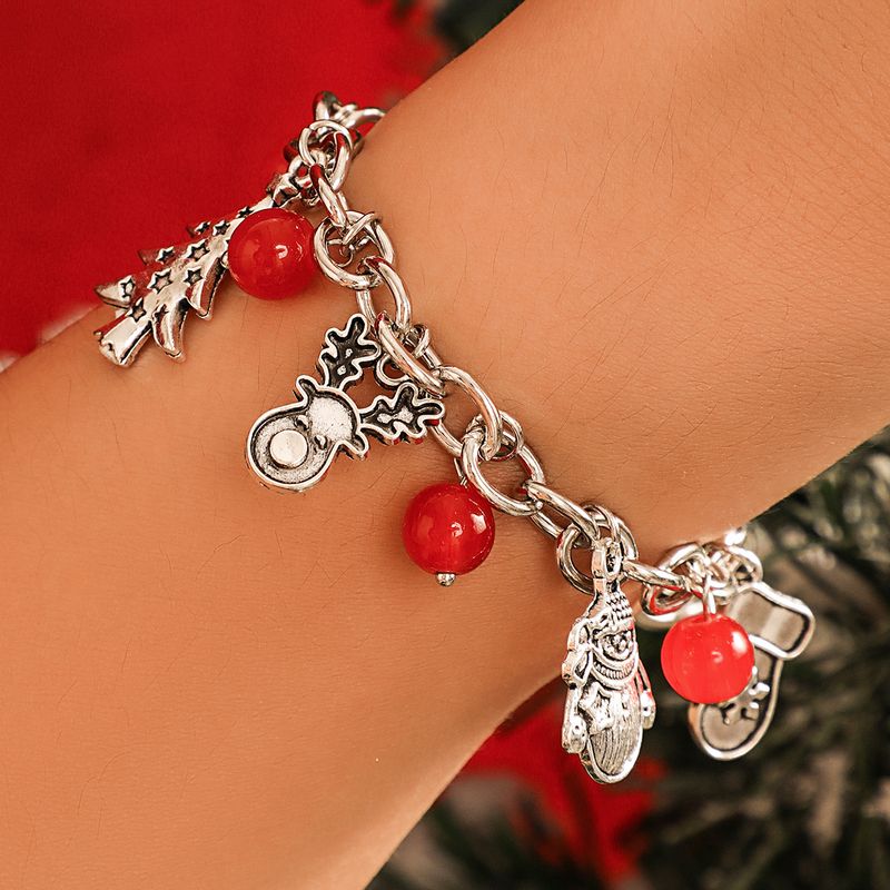 Coffret cadeau de sapin de Noël créatif et diversifié, collier pendentif cloche Collier de perles rondes rouges à la mode_voghion.com