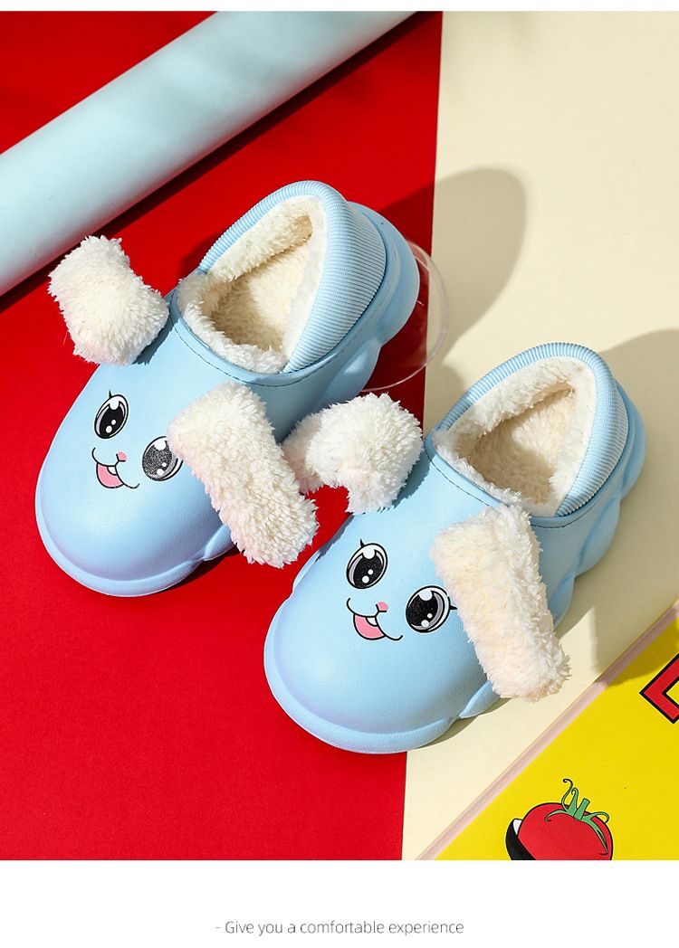 Kinderschuhe Kaninchen mit beweglichen Ohren Kinder-Baumwollpantoffeln Winter New Style Jungen Hausschuhe mit weicher Unterseite rutschfest Plus Samt Süße Mädchen_voghion.com