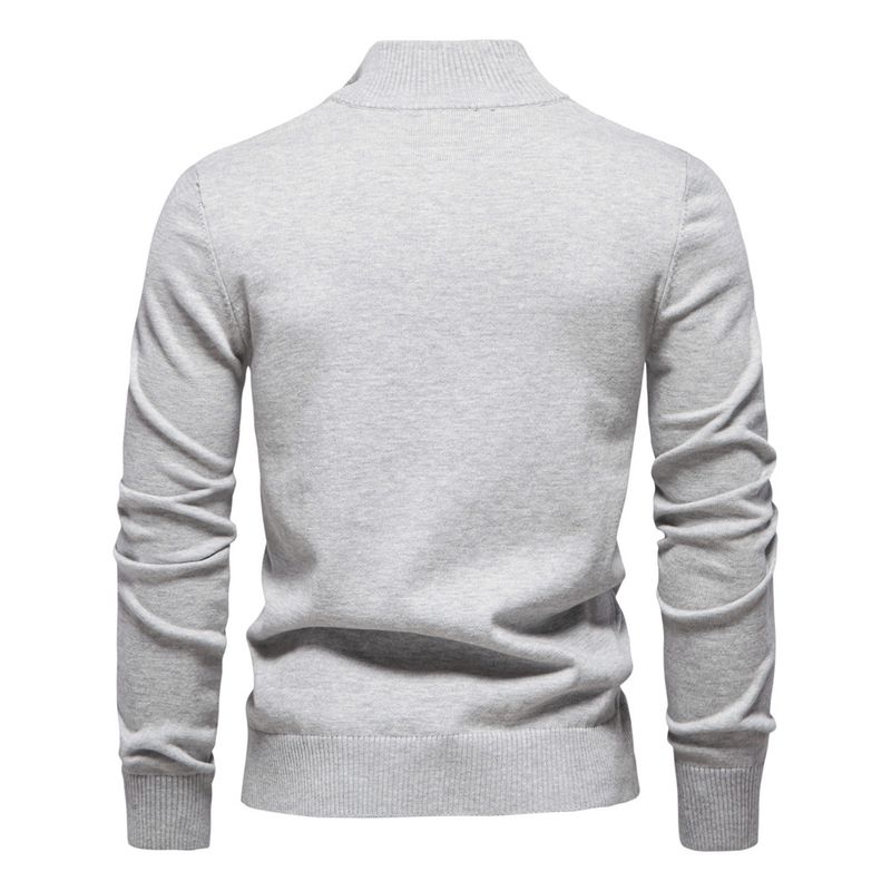 Herrenpullover Halbreißverschluss Strickpullover Lässiges gestreiftes Herrenoberteil_voghion.com