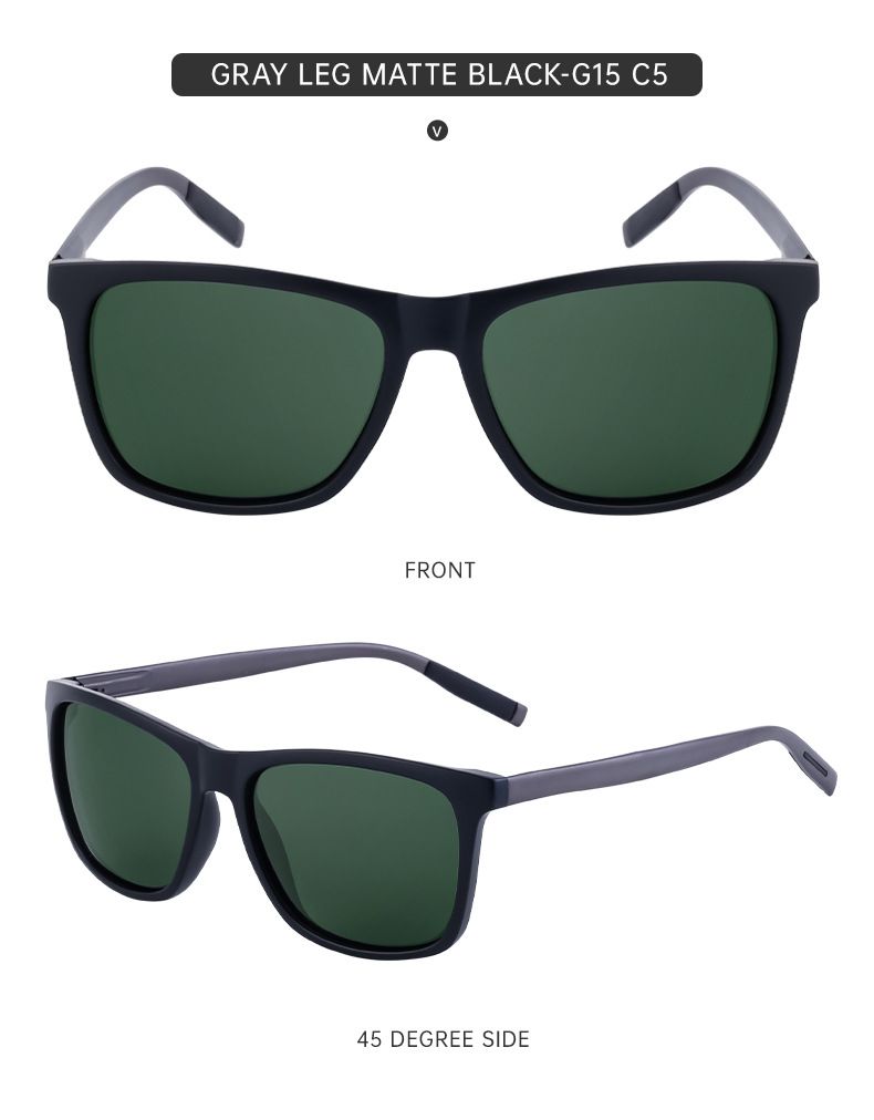 2024 New Square Frame Polarized Sunglasses for Men Sunscreen Aluminum Magnesium Sunglasses for Men Trendy Cross-Border Wholesale Sunglasses_voghion.com