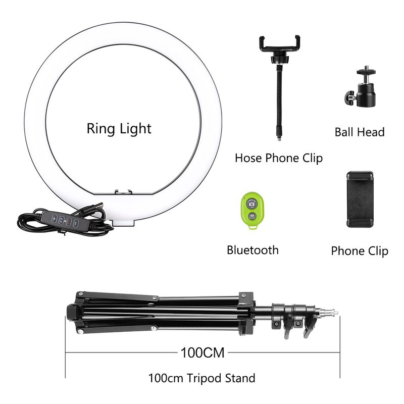 10 inch LED-licht Fotografie Selfieverlichting met statief voor smartphone YouTube Make-up Video Studio Ringlamp_voghion.com