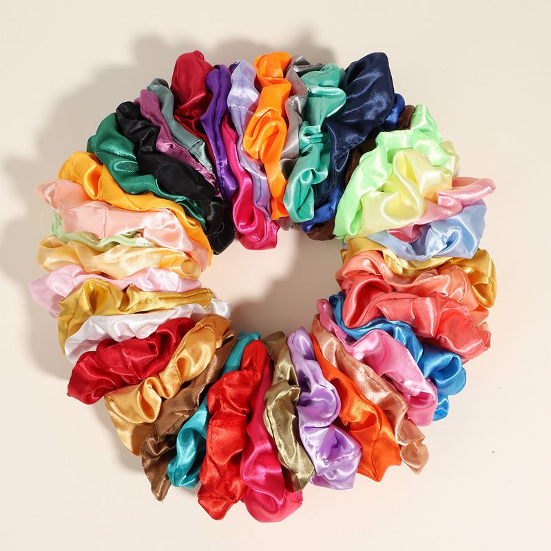 Satin Fabric High-Elasticity Scrunchie - Simple Solid Color Shiny High Ponytail & Back-of-Head Hair Tie_voghion.com